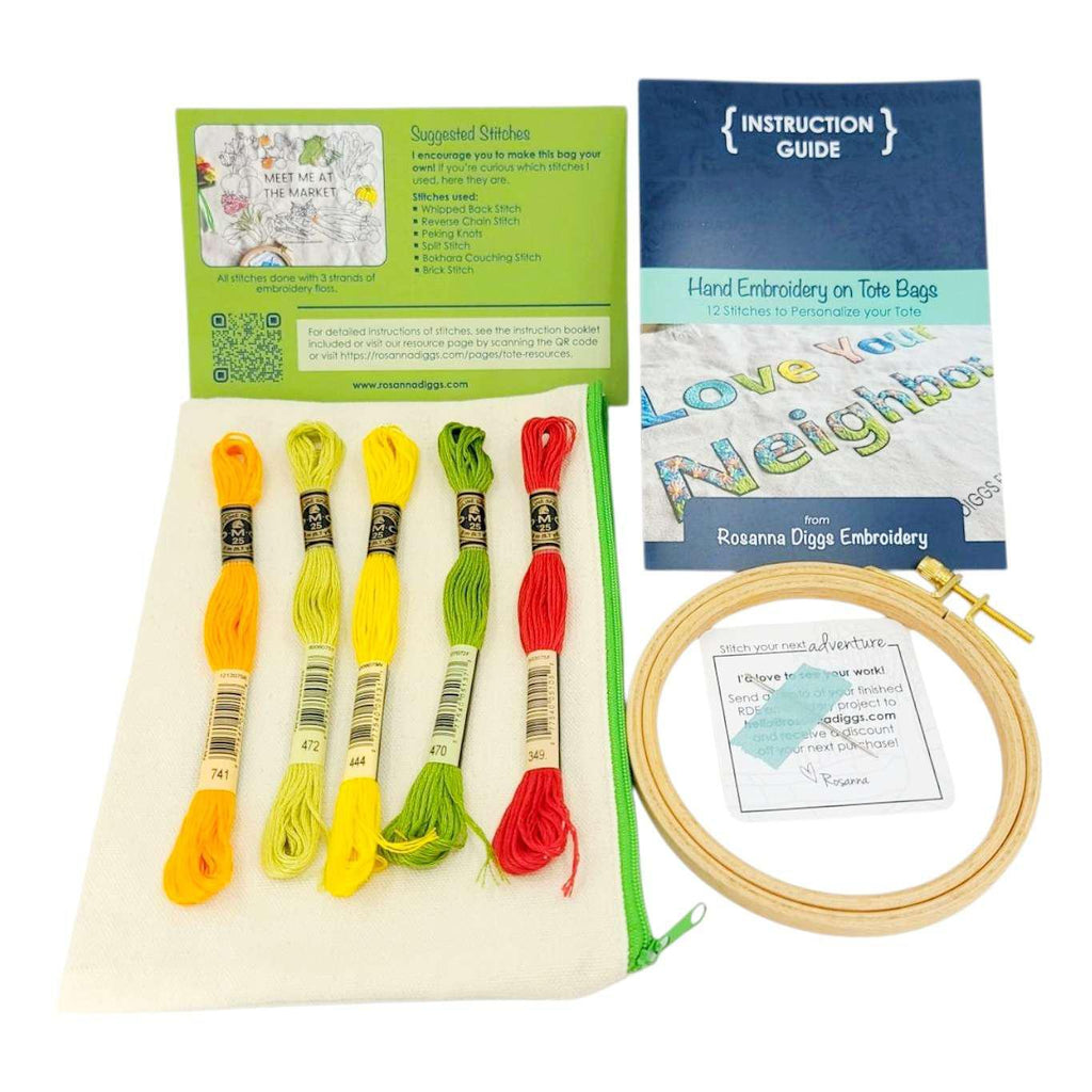 Embroidery Kit - Meet Me at the Market Tote Bag by By Hand Craft Co