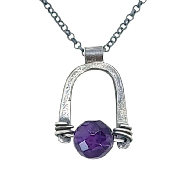Necklace - Arc Pendant (Amethyst) by Three Flames Silverworks