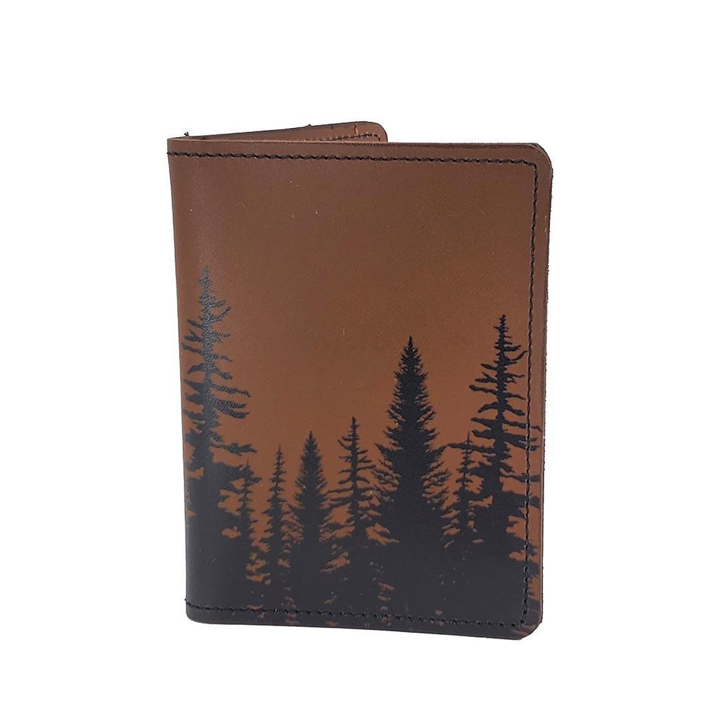 Leather Wallet - Vertical - Aspen Trees Printmaker (Brown) by Backerton