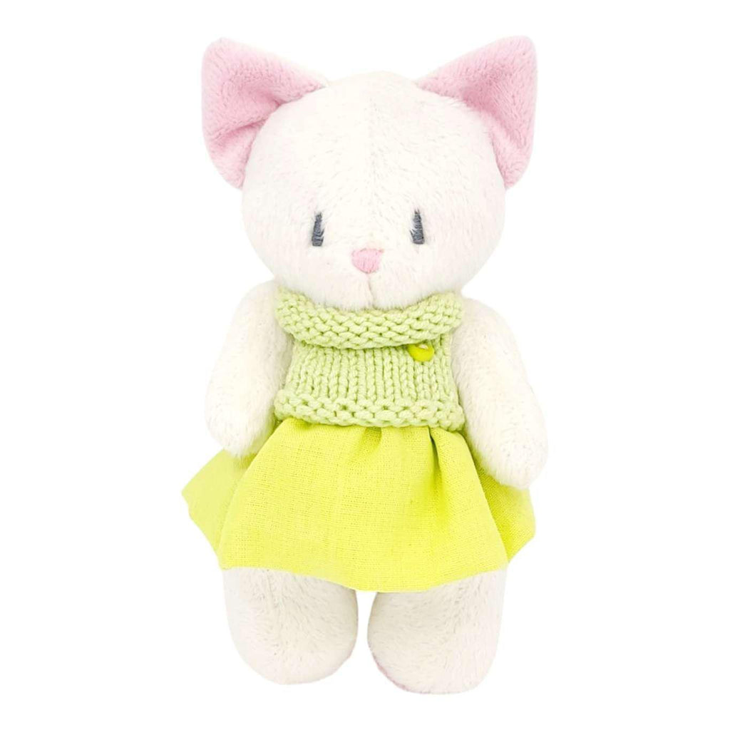 Plush - White Kitty in Green Outfit by Frank and Bubby