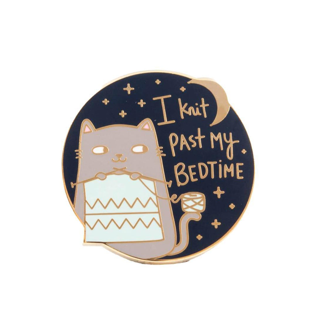 Enamel Pin - I Knit Past My Bedtime Cat Cat by The Clever Clove