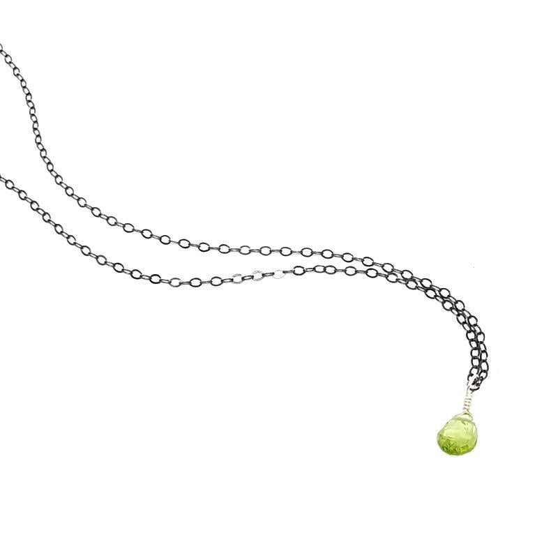 Necklace - Peridot Gemstone Oxidized Sterling by Foamy Wader