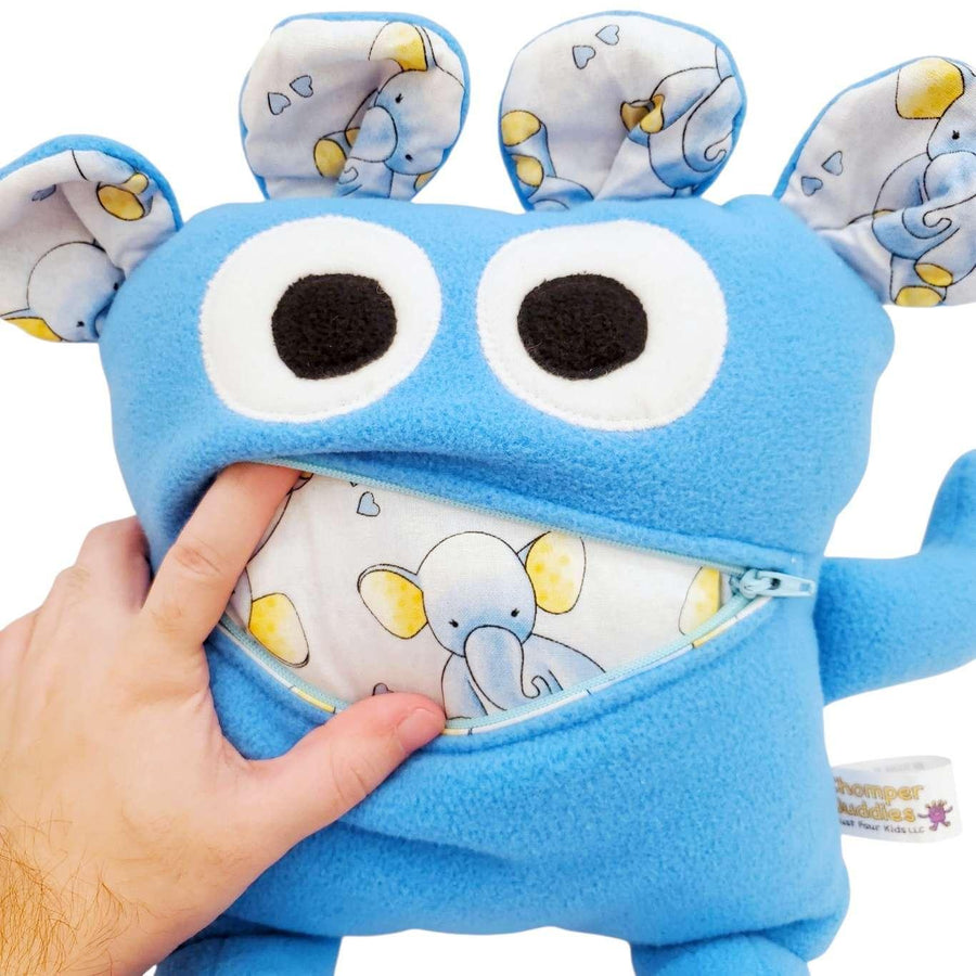 Plush - 14in - Large Chomper Buddy (Blue Elephants) by Peek A Boo Plush, image 5 of 7