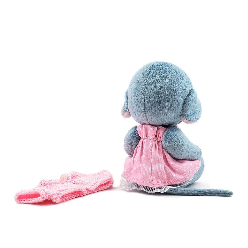 Plush - Gray Mouse in Pink Dress and Pink Cardigan by Frank and Bubby