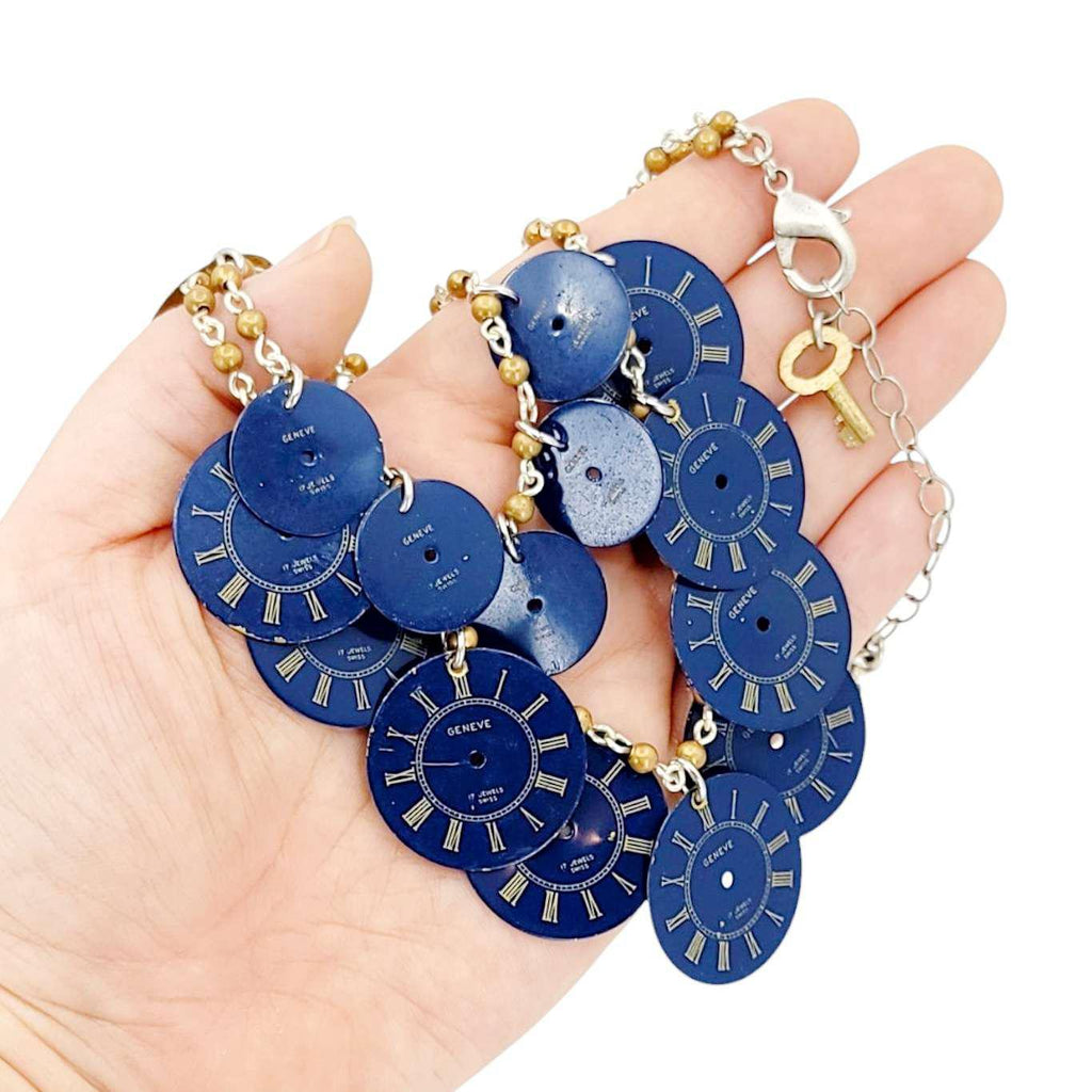 Necklace - 2 Strand Watch Dials (Blue) by Christine Stoll