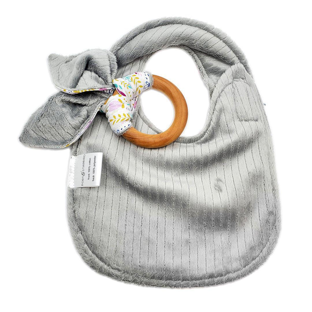 Gift Set - Wildflowers on White Bib and Teething Ring by Port and Starbird