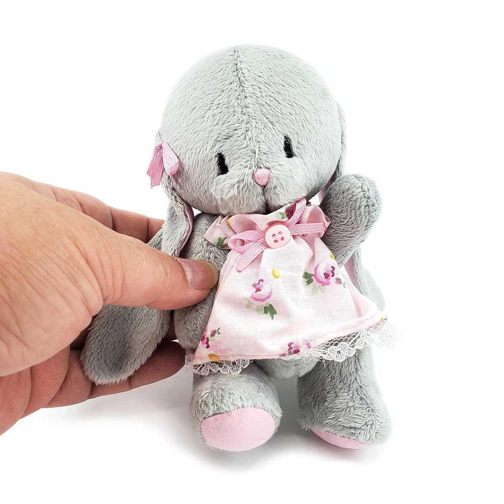 Plush - Gray Bunny in Flower Dress by Frank and Bubby