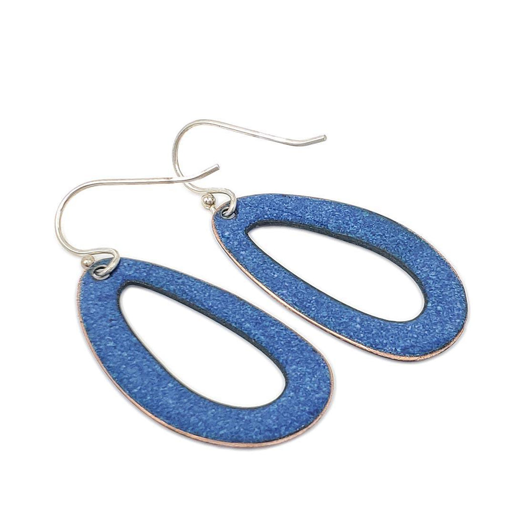 Earrings - Organic Oval (Solid Cobalt Blue) by Magpie Mouse Studios