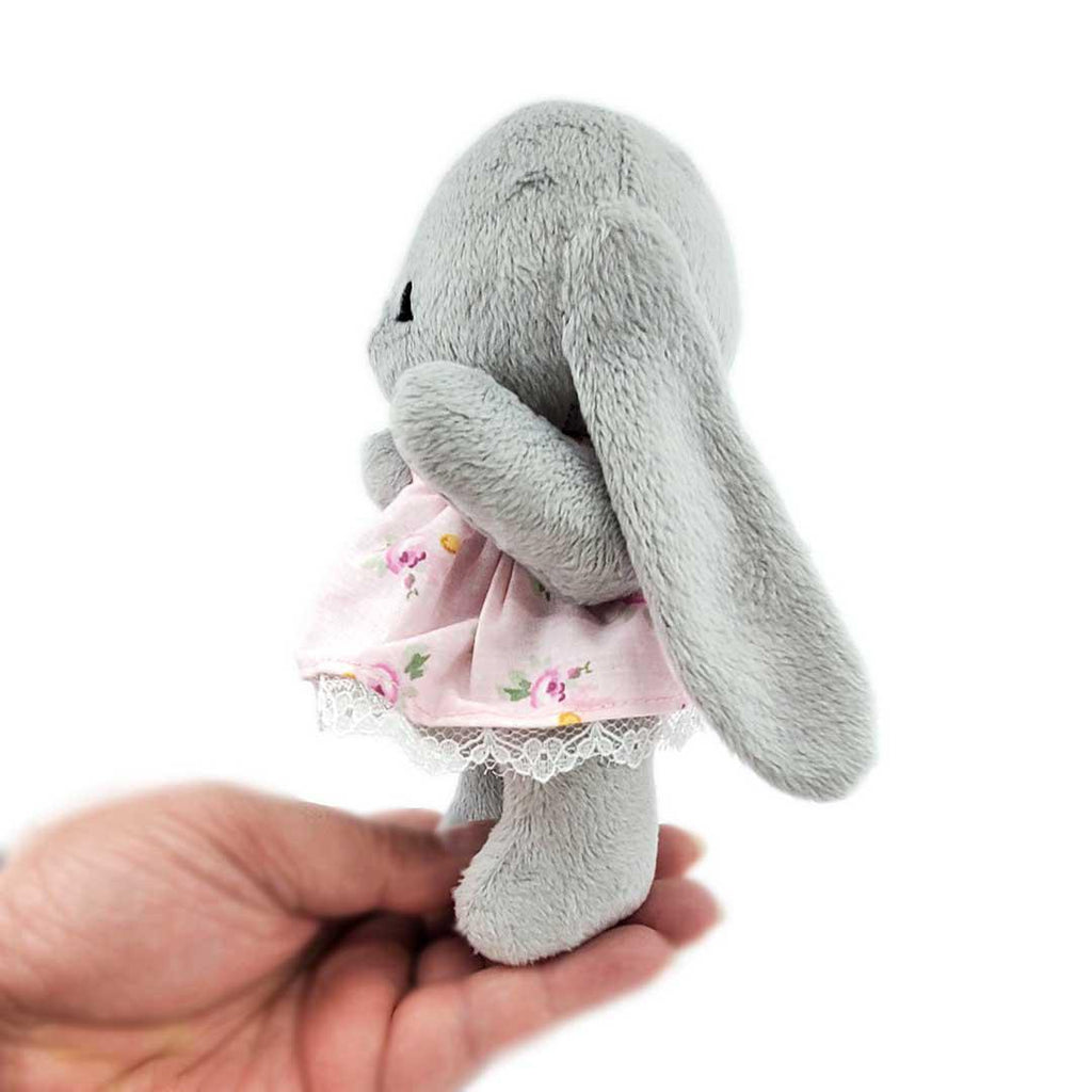 Plush - Gray Bunny in Flower Dress by Frank and Bubby