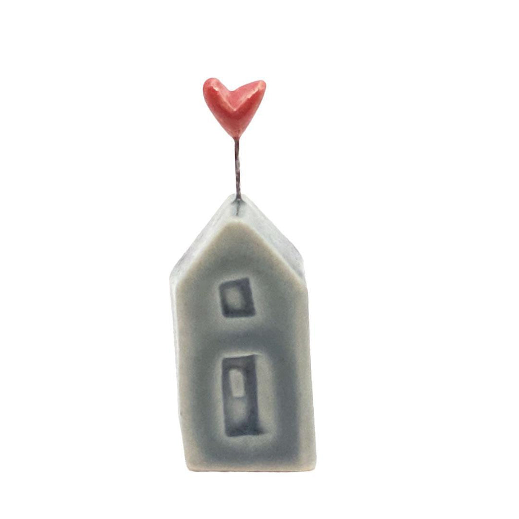 Tiny Pottery House - Matte Dark Teal with Heart (Pink or Red) by Tasha McKelvey