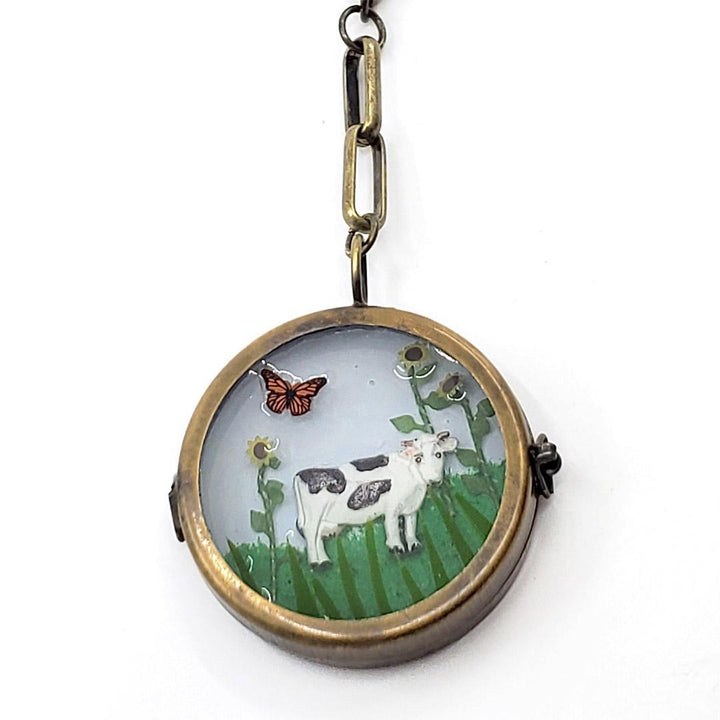 Necklace - Cow with Sunflowers Locket by XV Studios