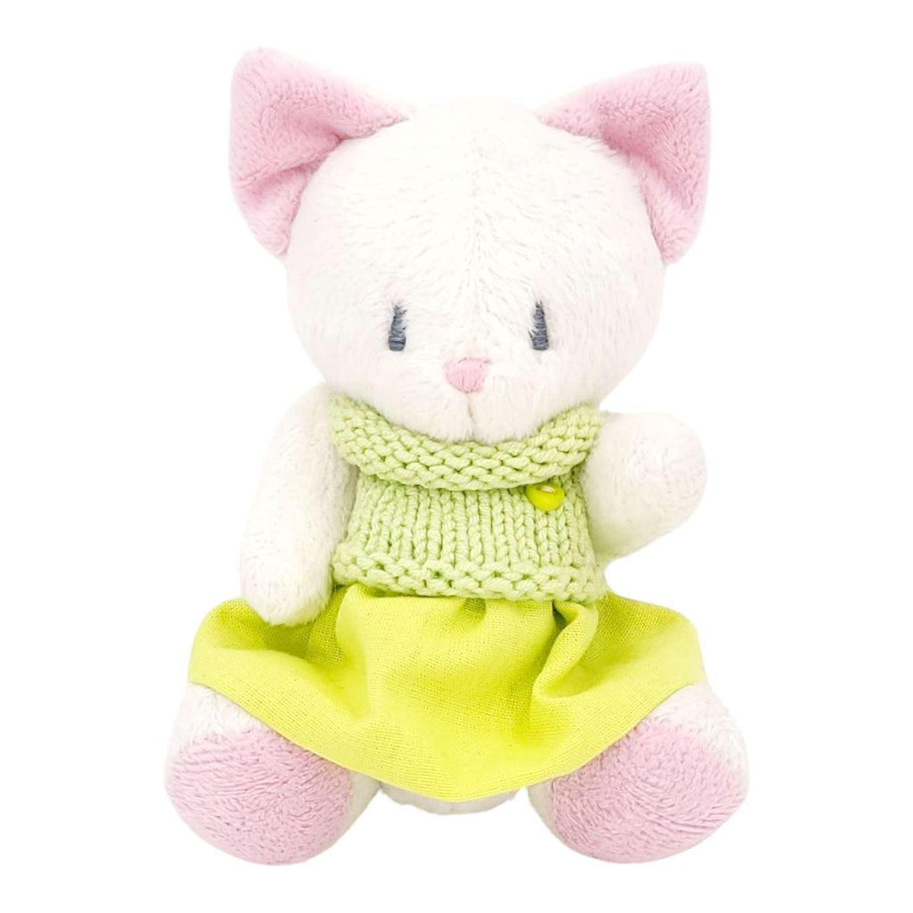 Plush - White Kitty in Green Outfit by Frank and Bubby