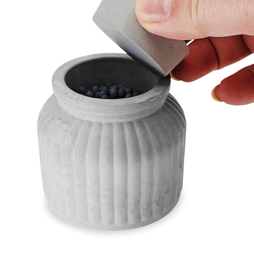 Match Holder - Ribbed Western Style with Lid (Gray) by Tenn Prairie