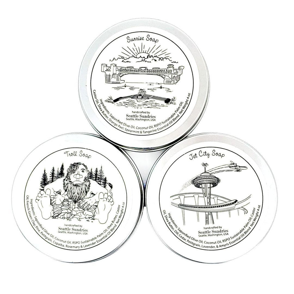 Gift Bundle - Set of 3 - Jet City Seattle Soap Trio by Seattle Sundries