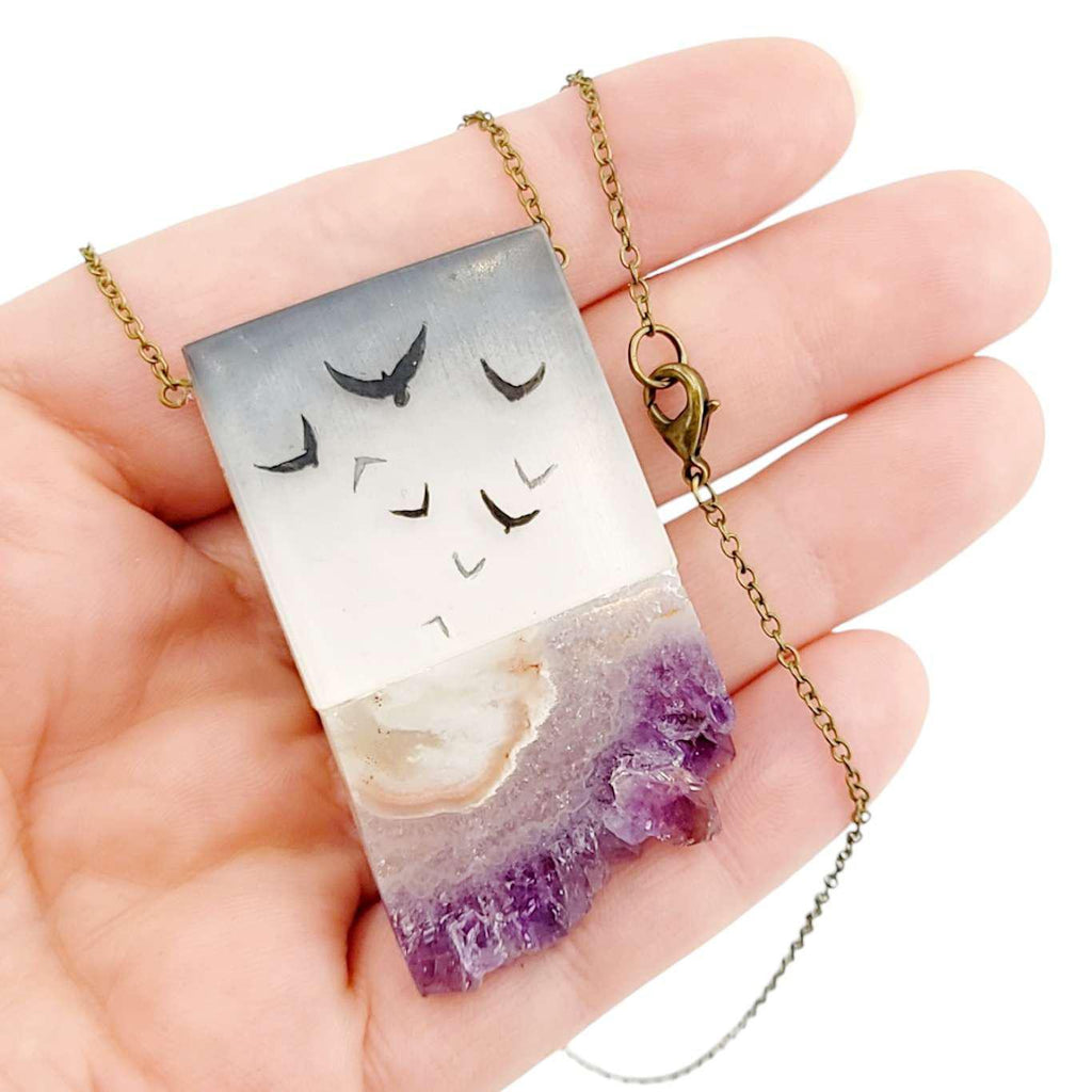 Necklace - Flock Amethyst Crystal by Fernworks