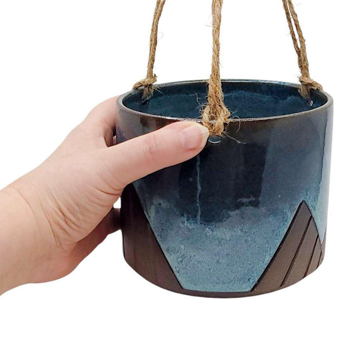 Hanging Planter - Starry Night Mountains (Large) by Less Is More Studios