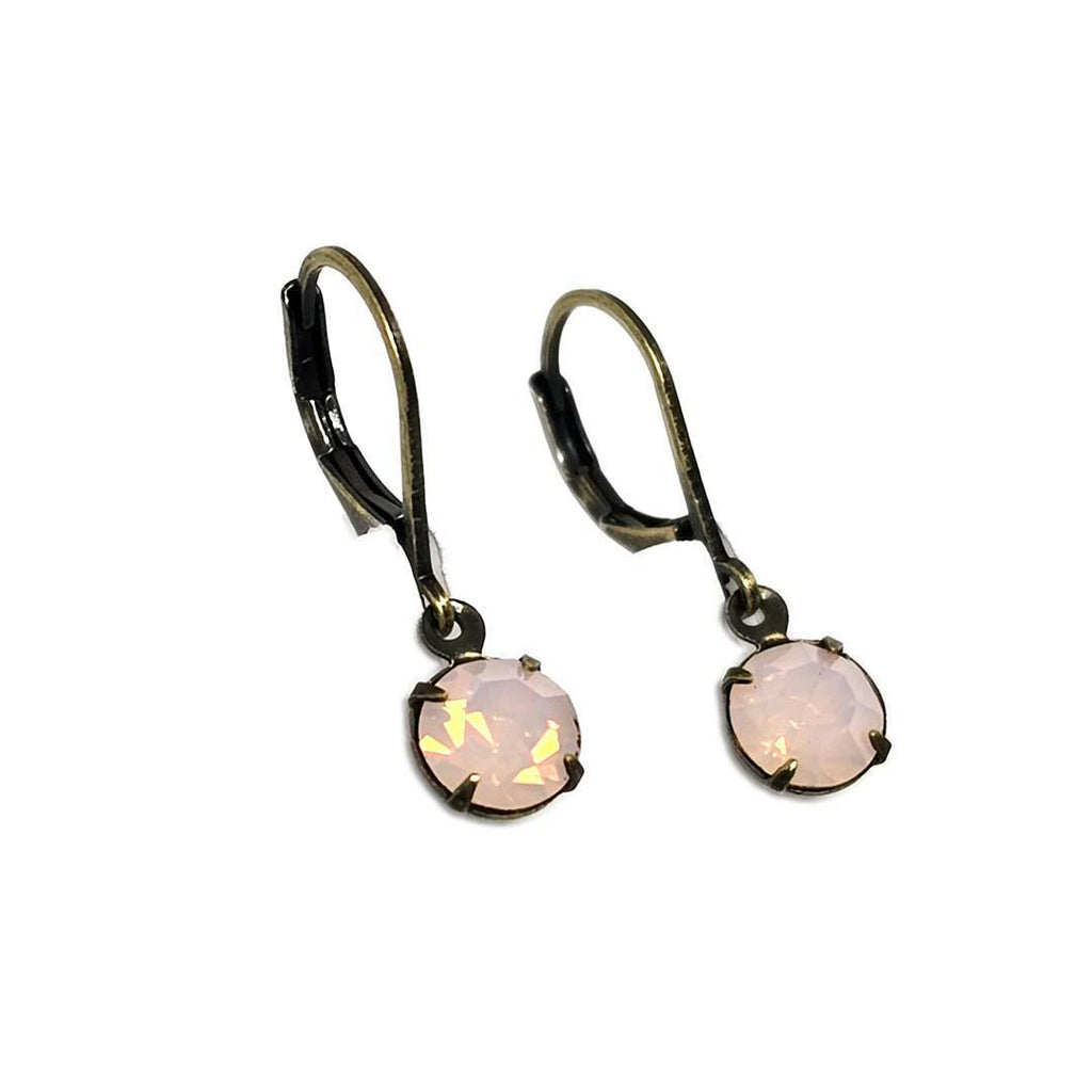 Earrings - Tiny Rhinestone Drops - Pinks (Brass) by Christine Stoll | Altered Relics