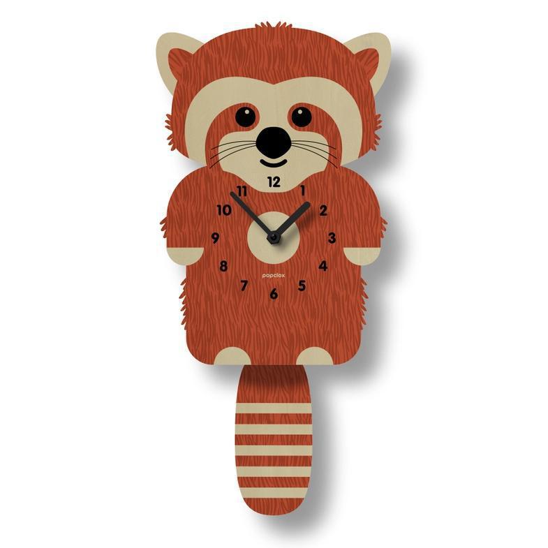 Wood Clock - Red Panda Pendulum by Popclox