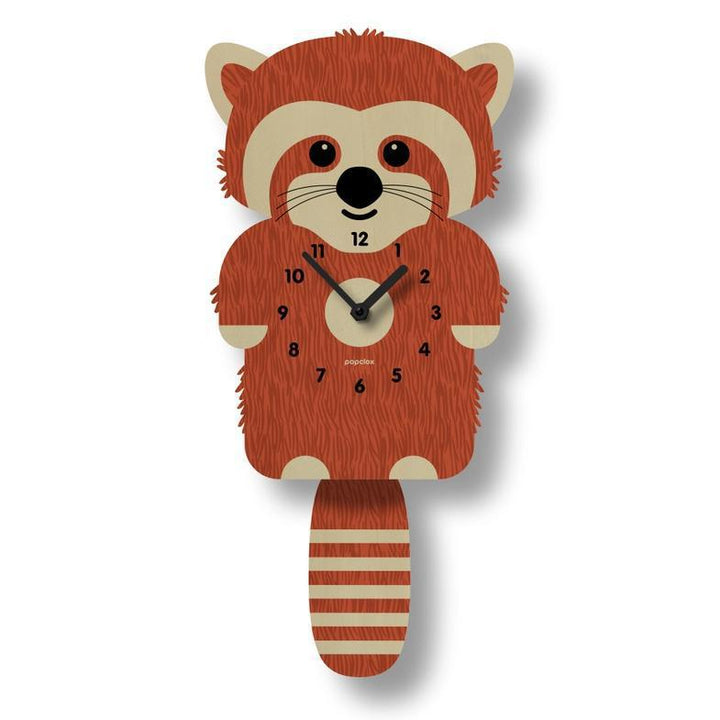 Wood Clock - Red Panda Pendulum by Popclox