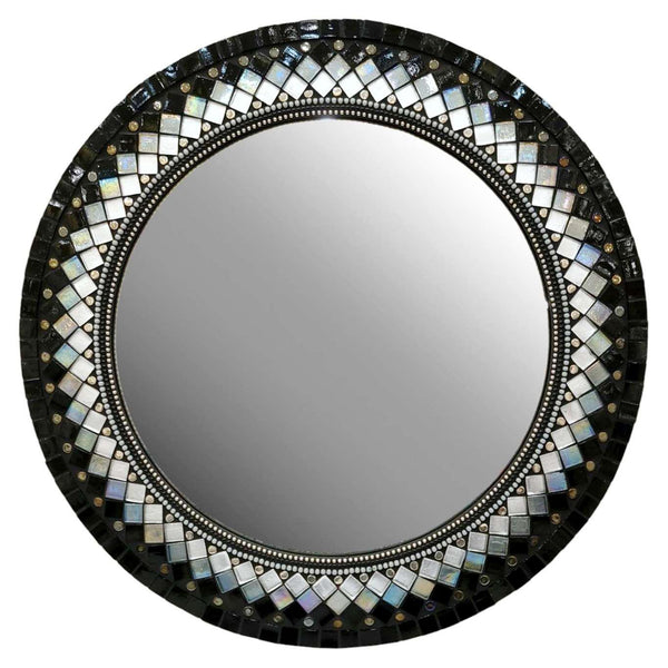 Mosaic Mirror - 19in Round (Ebony) by Zetamari Mosaic Artworks
