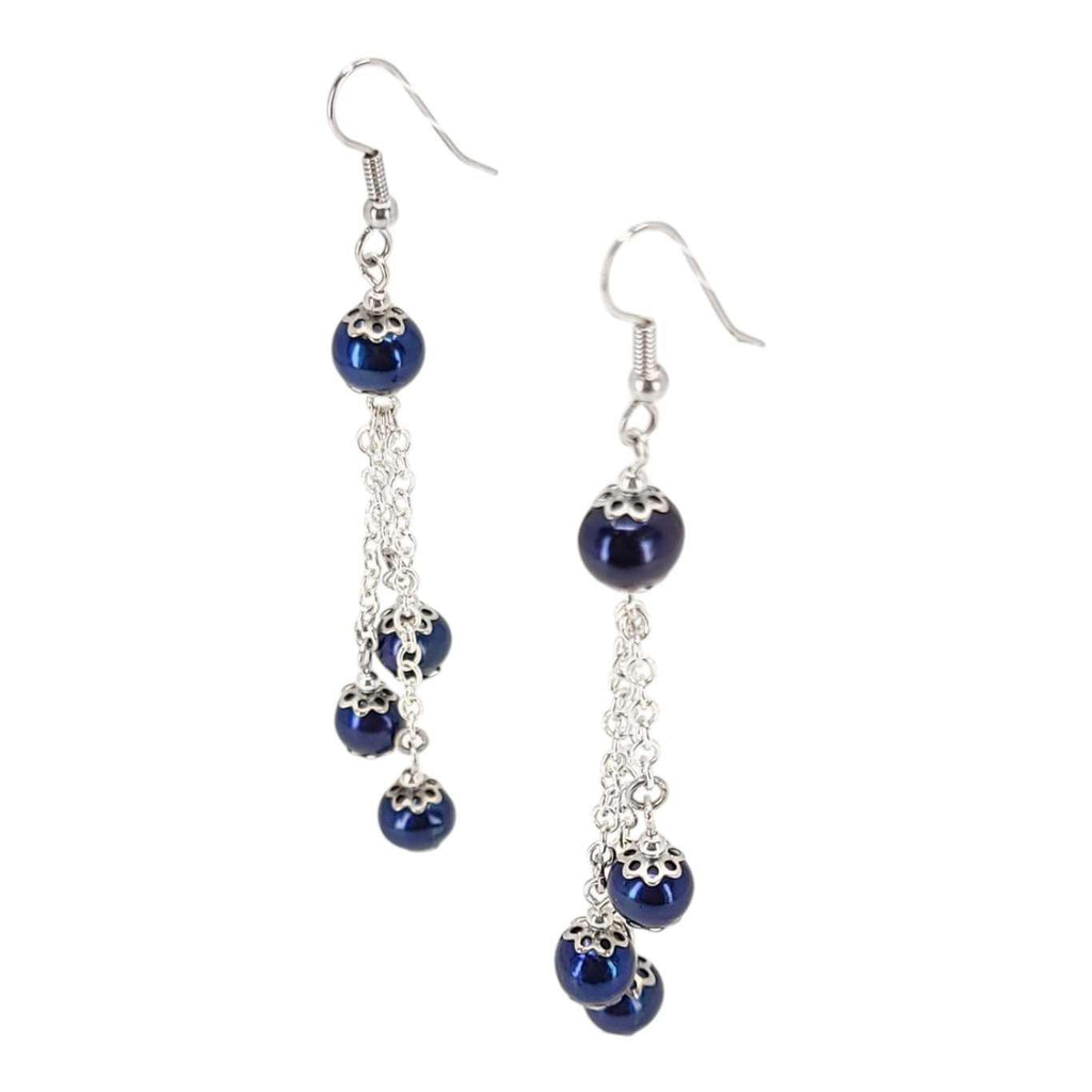 Earrings - Capped Pearl Cascade Drops (Peacock) by Tiny Aloha