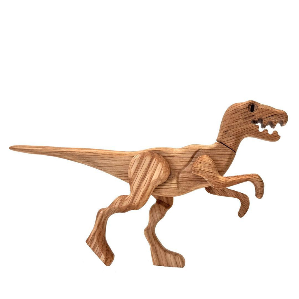 Wood Toy - Velociraptor Dinosaur with Magnetic Joints by The Serious Toy Company