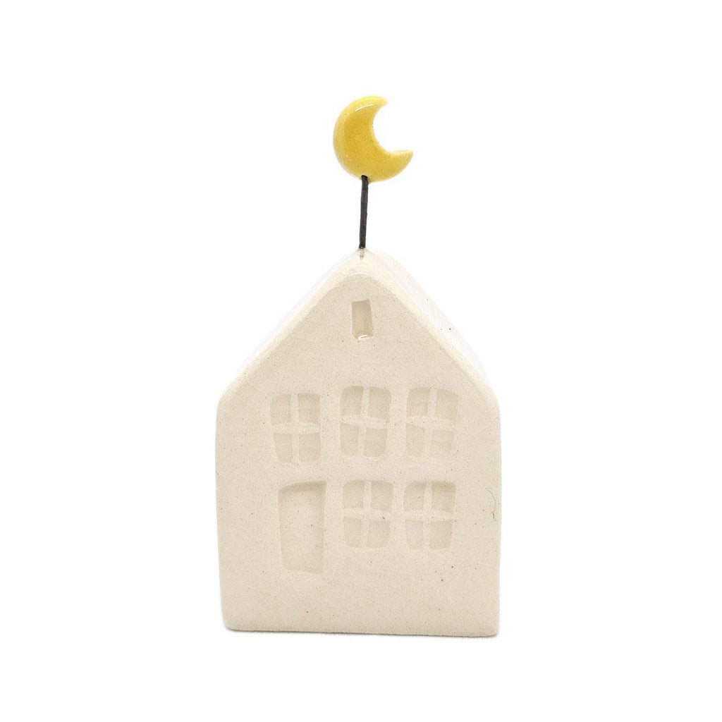 Tiny Pottery House - White with Moon by Tasha McKelvey