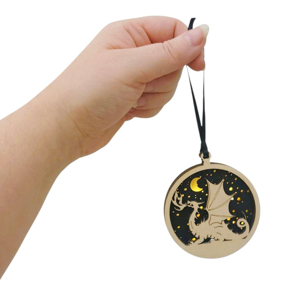 Ornament - Light Up Wood (Dragon) by Squirrel Tacos Papercuts