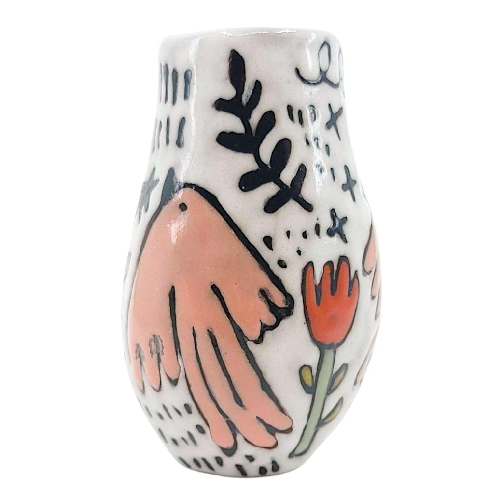 Mini Vase - Flying Birds (Whites and Grays) by Leslie Jenner