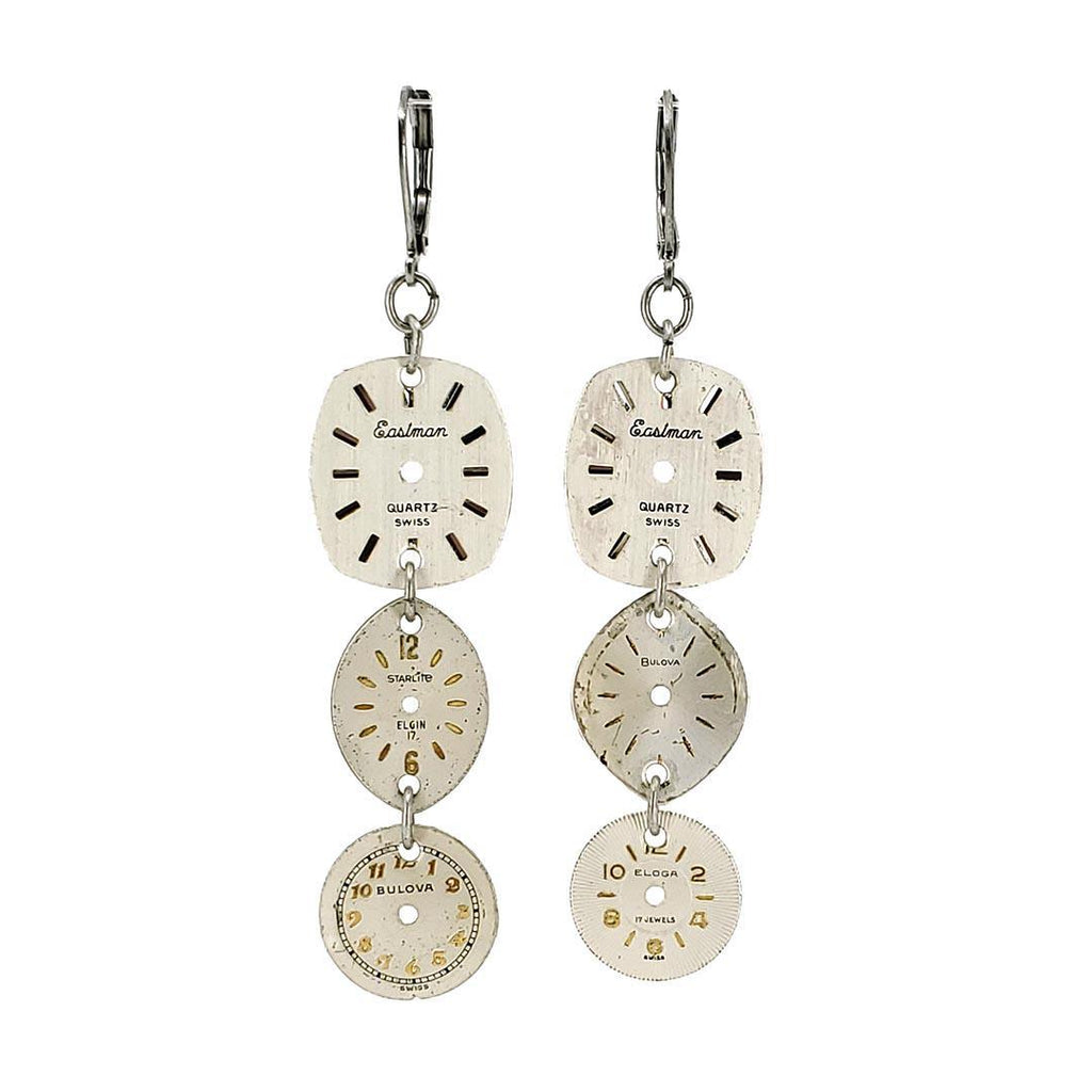 Earrings - Watch Dial Trio - Stainless Steel (A or B) by Christine Stoll Studio