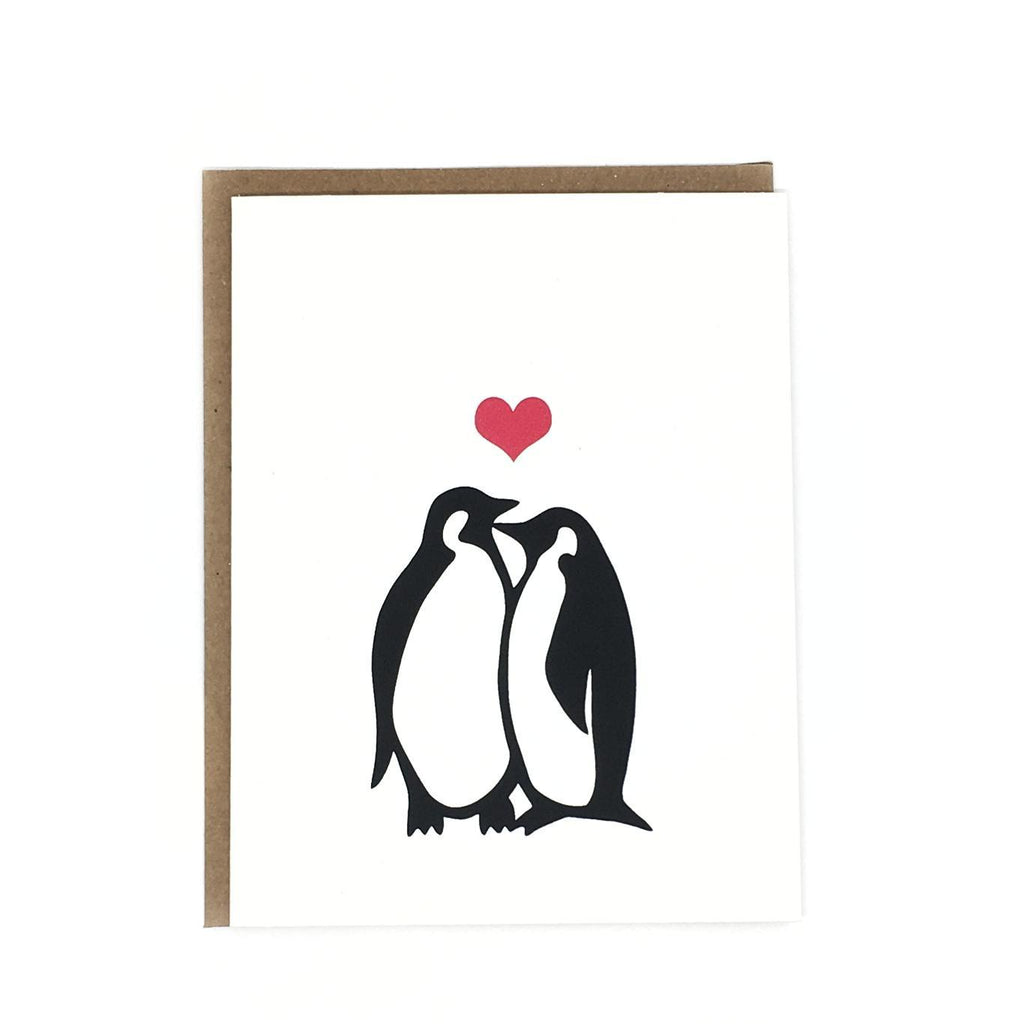 Card - Love & Friends - Penguins in Love (Red Heart) by Orange Twist