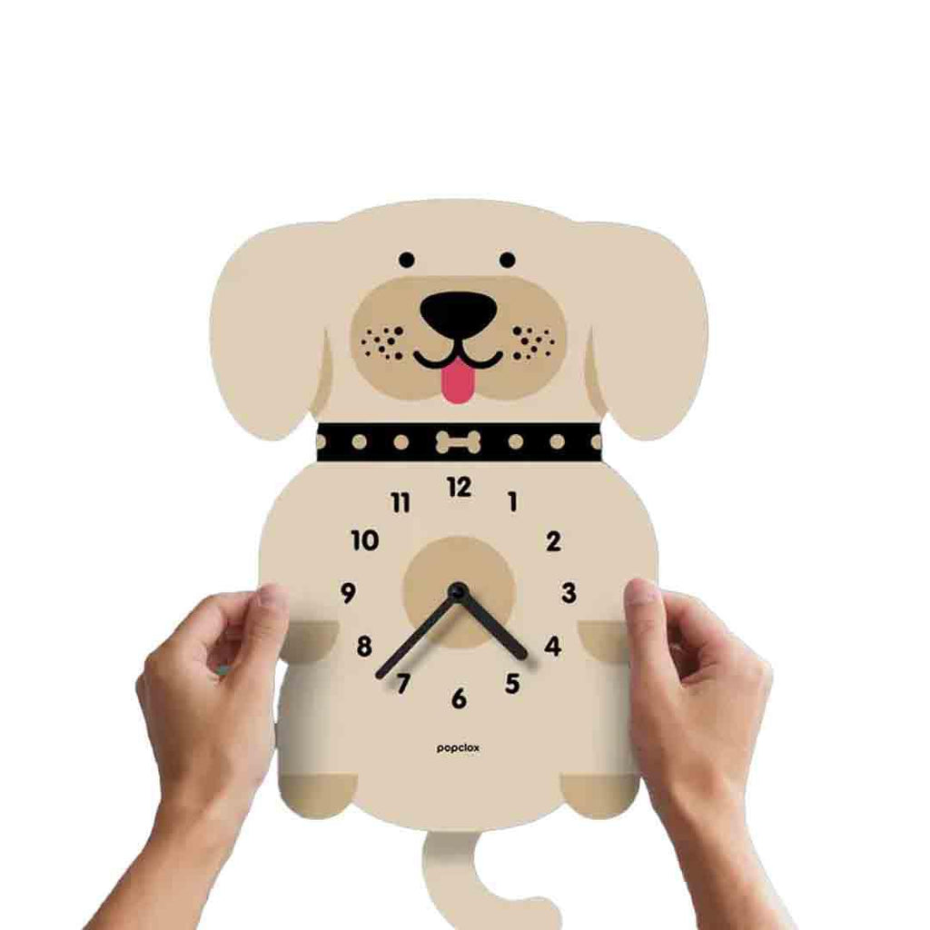 Acrylic Clock - White Puppy Pendulum by Popclox