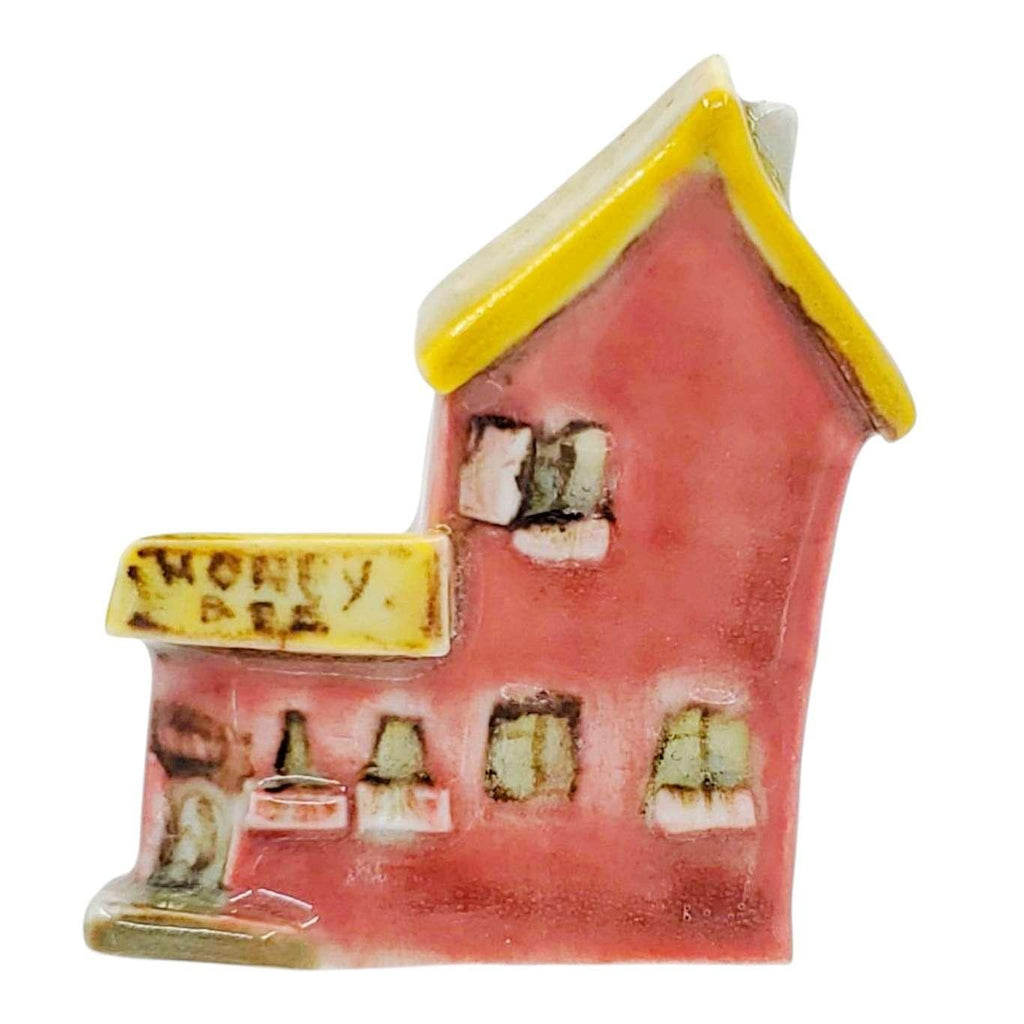 Collectible - Tiny House - Honey Bee (Pink Walls, White Door, Yellow Roof) by Mist Ceramics