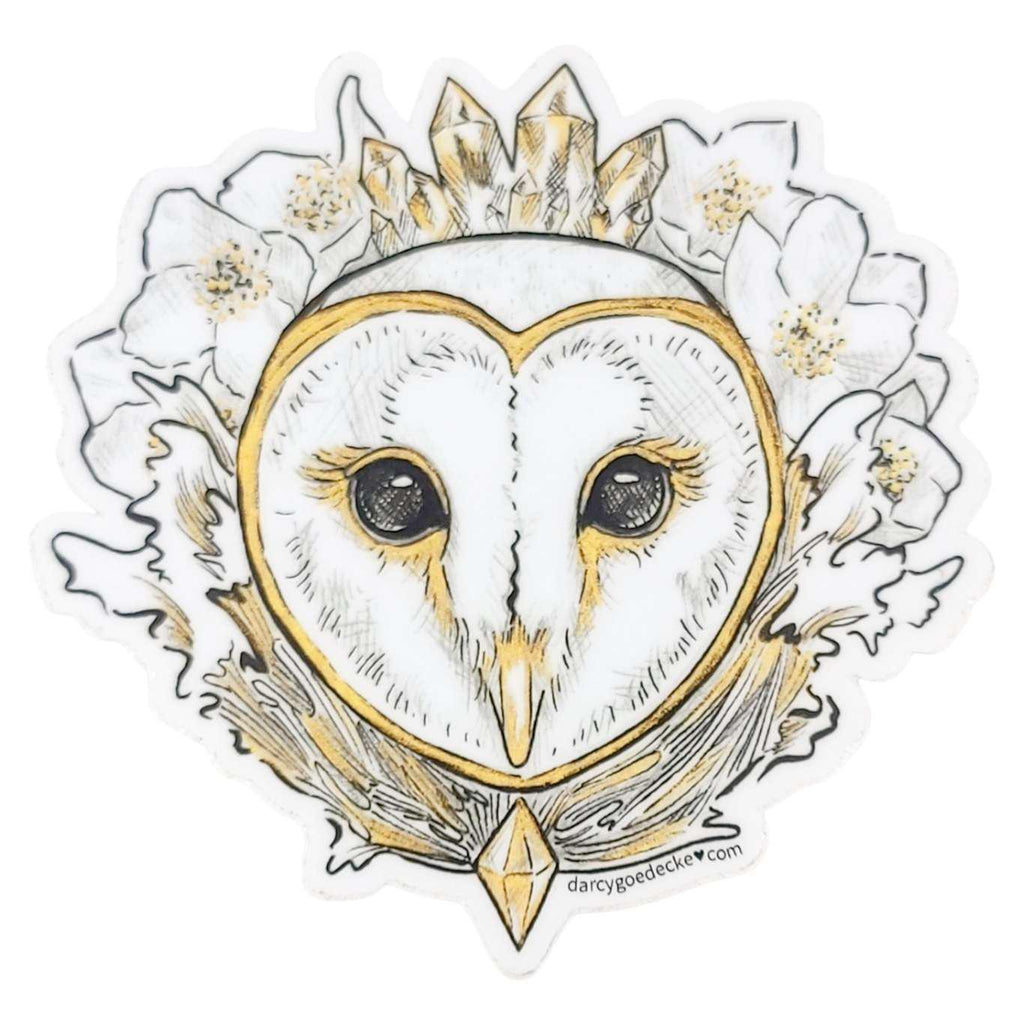 Sticker - 4 in - Owl Land Sea Sky Vinyl by Darcy Goedecke