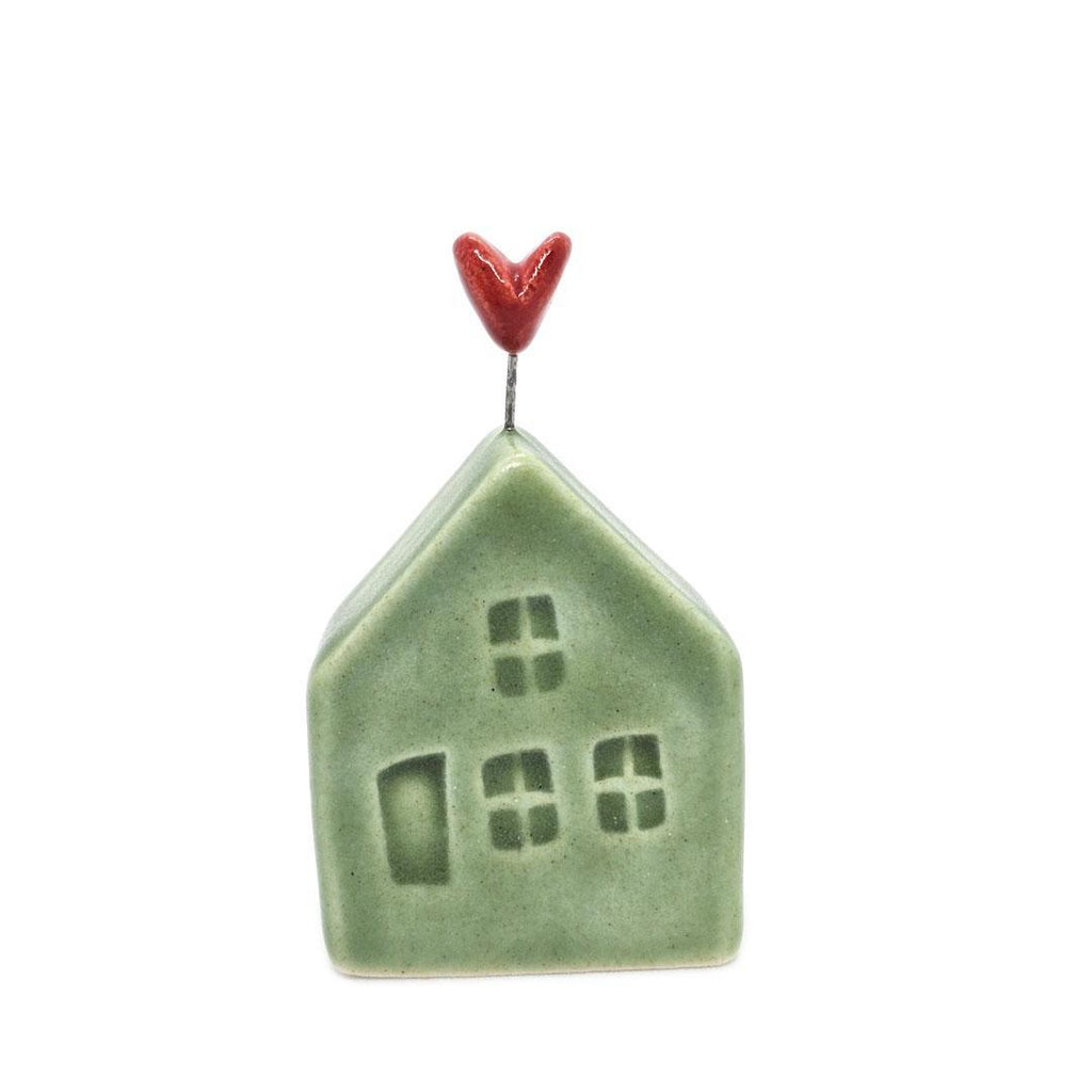 Tiny Pottery House - Grass Green with Heart (Assorted Colors) by Tasha McKelvey