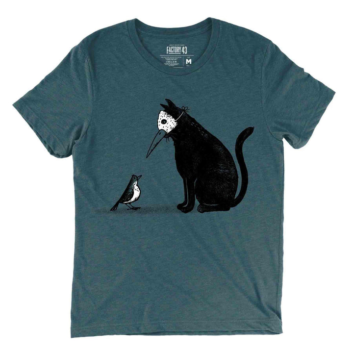 Adult Crew Neck - Masked Cat Indigo Tee (XS - 2XL) by Factory 43