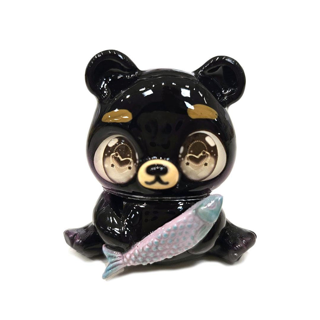 Figurine  - Black Bear with Salmon by Aii Crafts