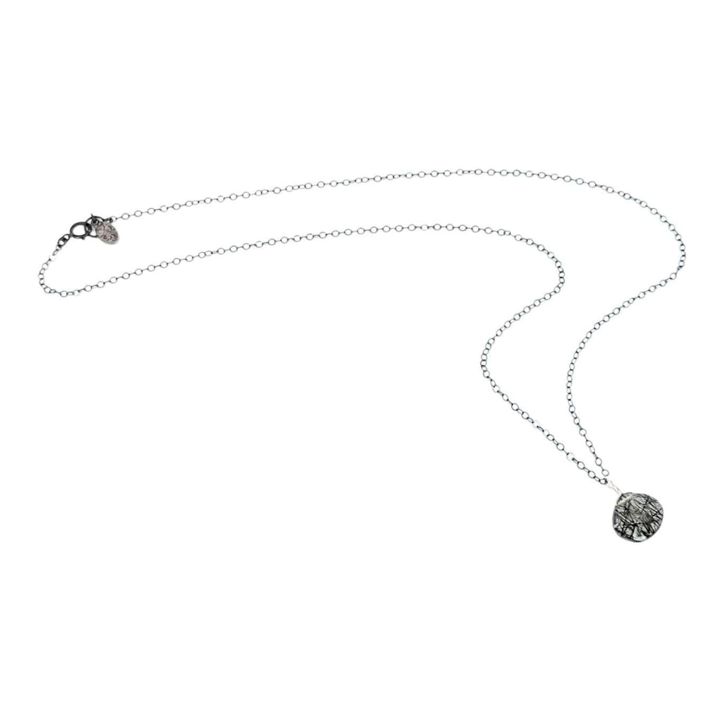 Necklace - Sterling Gemstone Drop (Tourmalinated Quartz) by Foamy Wader