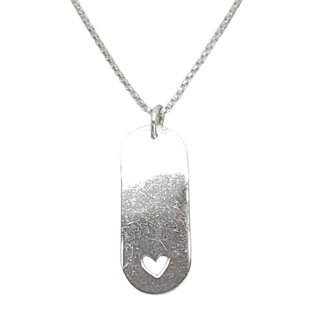 Necklace - Heart Cutout Oblong Pendant 20in Box Chain (Sterling Silver) by imakecutestuff