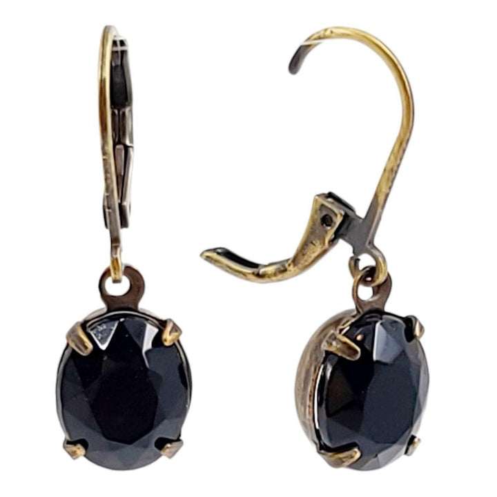 Earrings - Blacks and Grays - Brass and Steel Vintage Rhinestone Dangles (Assorted Styles) by Christine Stoll | Altered Relics