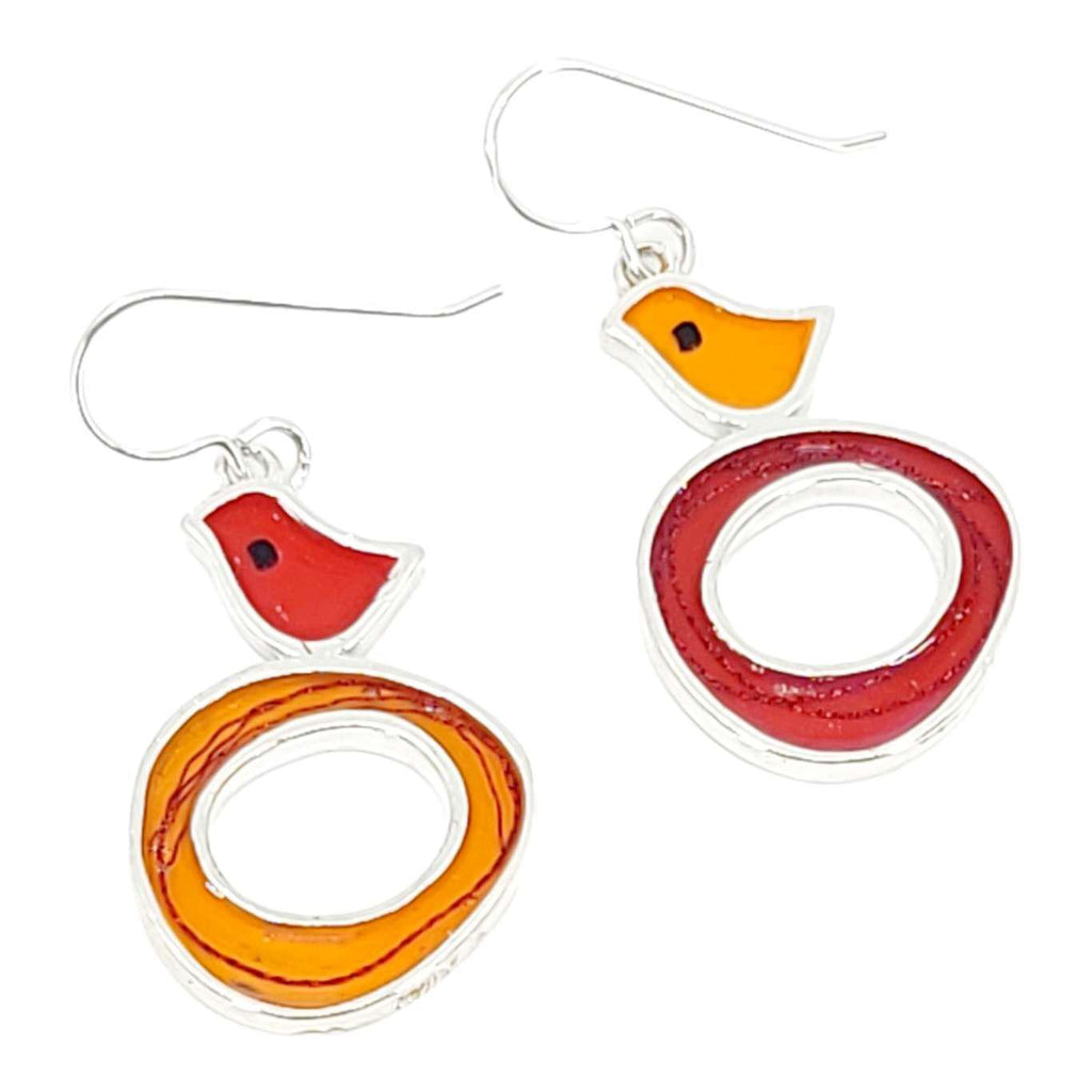 Earrings - Bird Nest (Red Orange) by Happy Art Studio