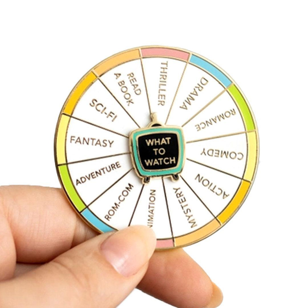 Enamel Pin - Spinning - What to WATCH  by Occasionalish