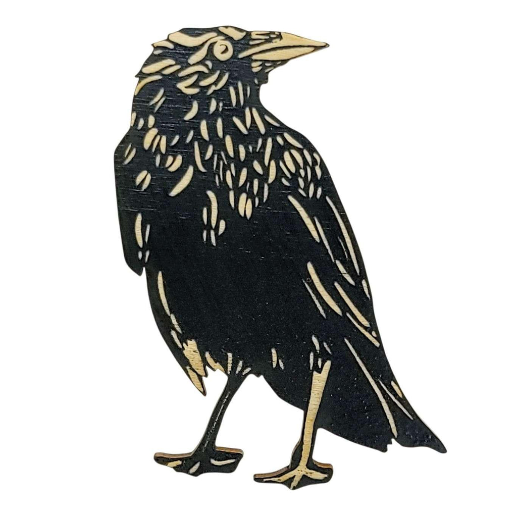 Wooden Magnet - Small - Crow (Black) by SnowMade