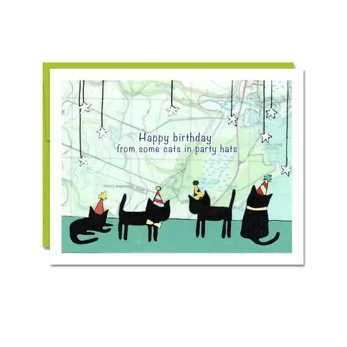 Card - Birthday - Party Cats by Rachel Austin Art