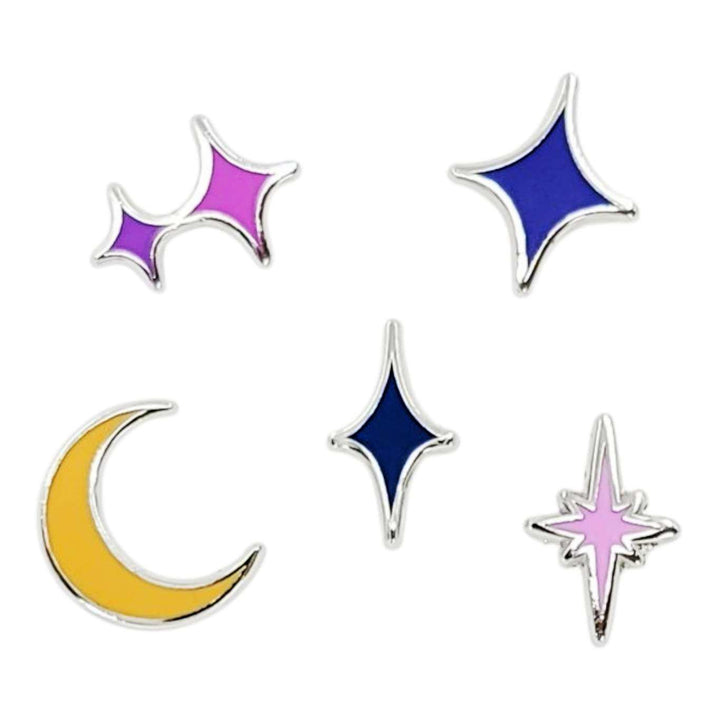 Enamel Pin - Mini Stars and Moon (set of 5) by The Gray Muse