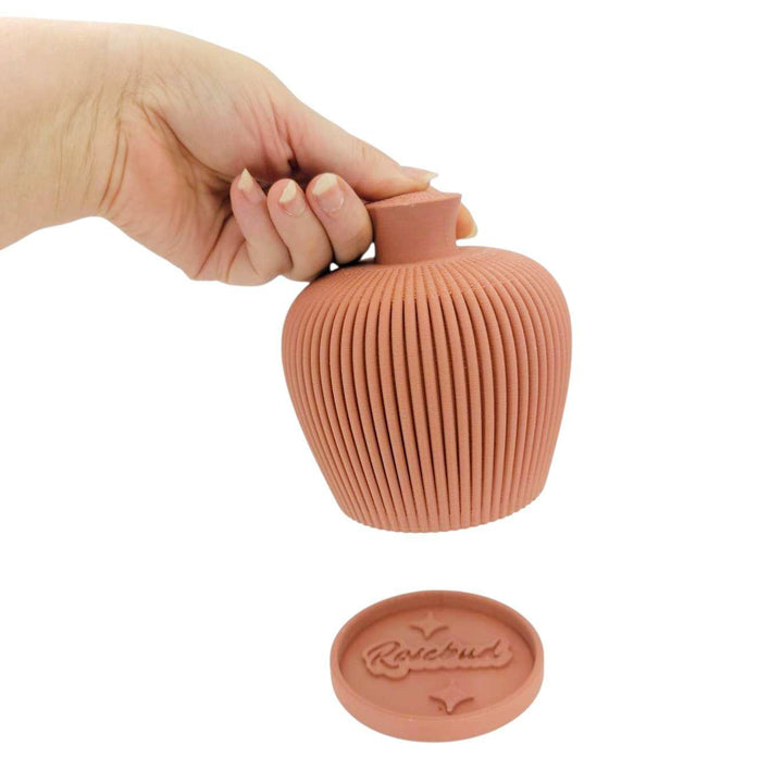 Thumb Pot - Ribbed Water Bell with Drip Tray (Terracotta) by Rosebud Homegoods
