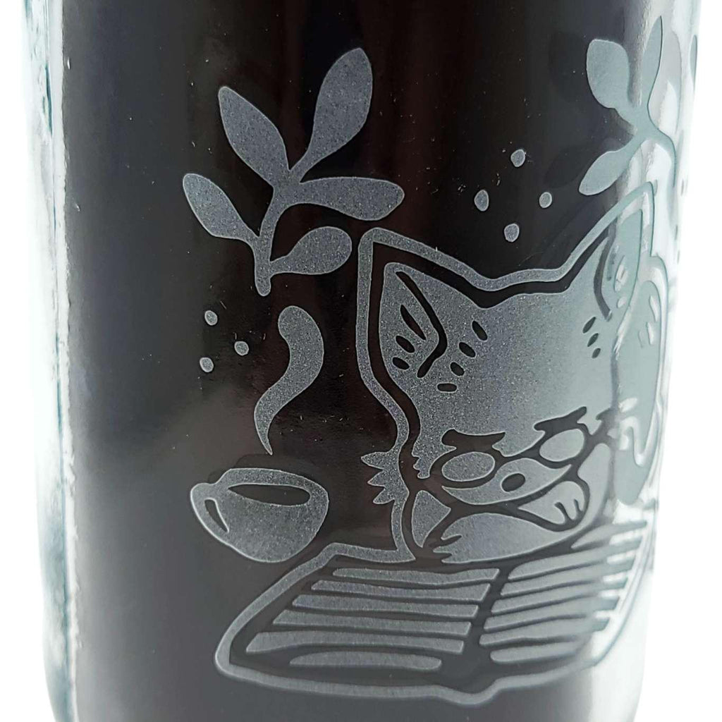 Recycled Glass Tumbler - Tall - Book Cat Rustic by Bread and Badger