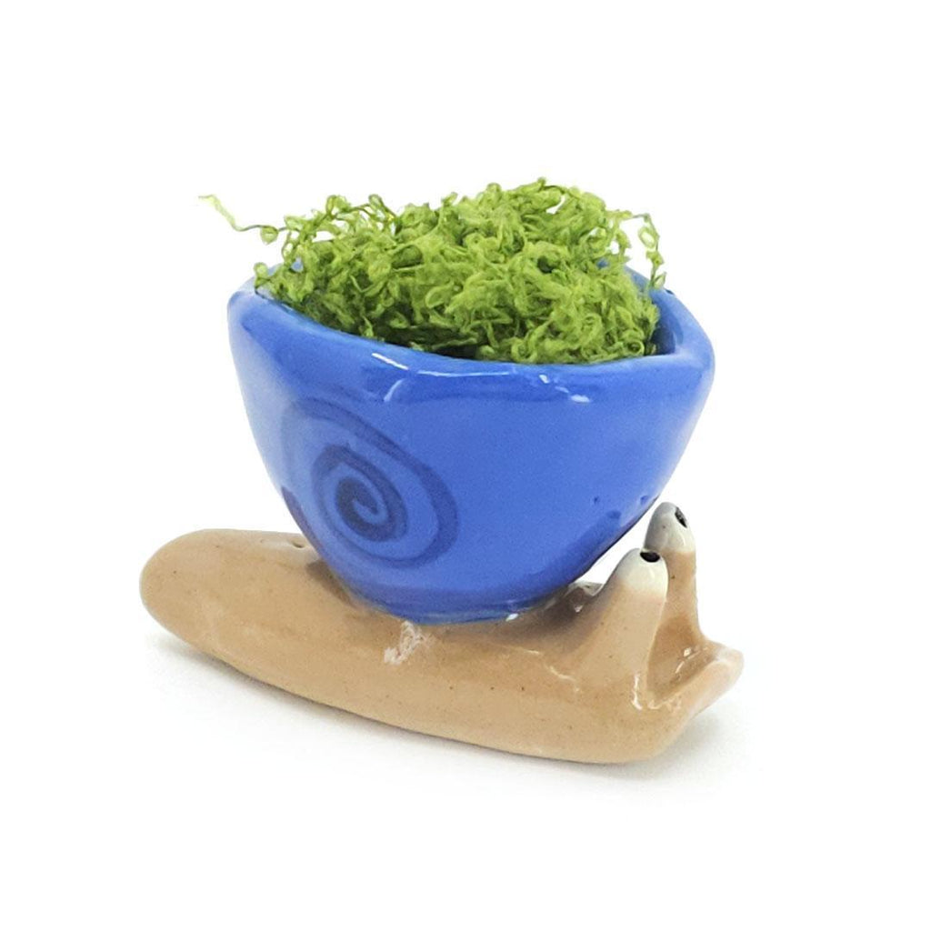 Collectible - Medium - Snail Tiny Planter  (Blue Swirl) by Joyce Chen