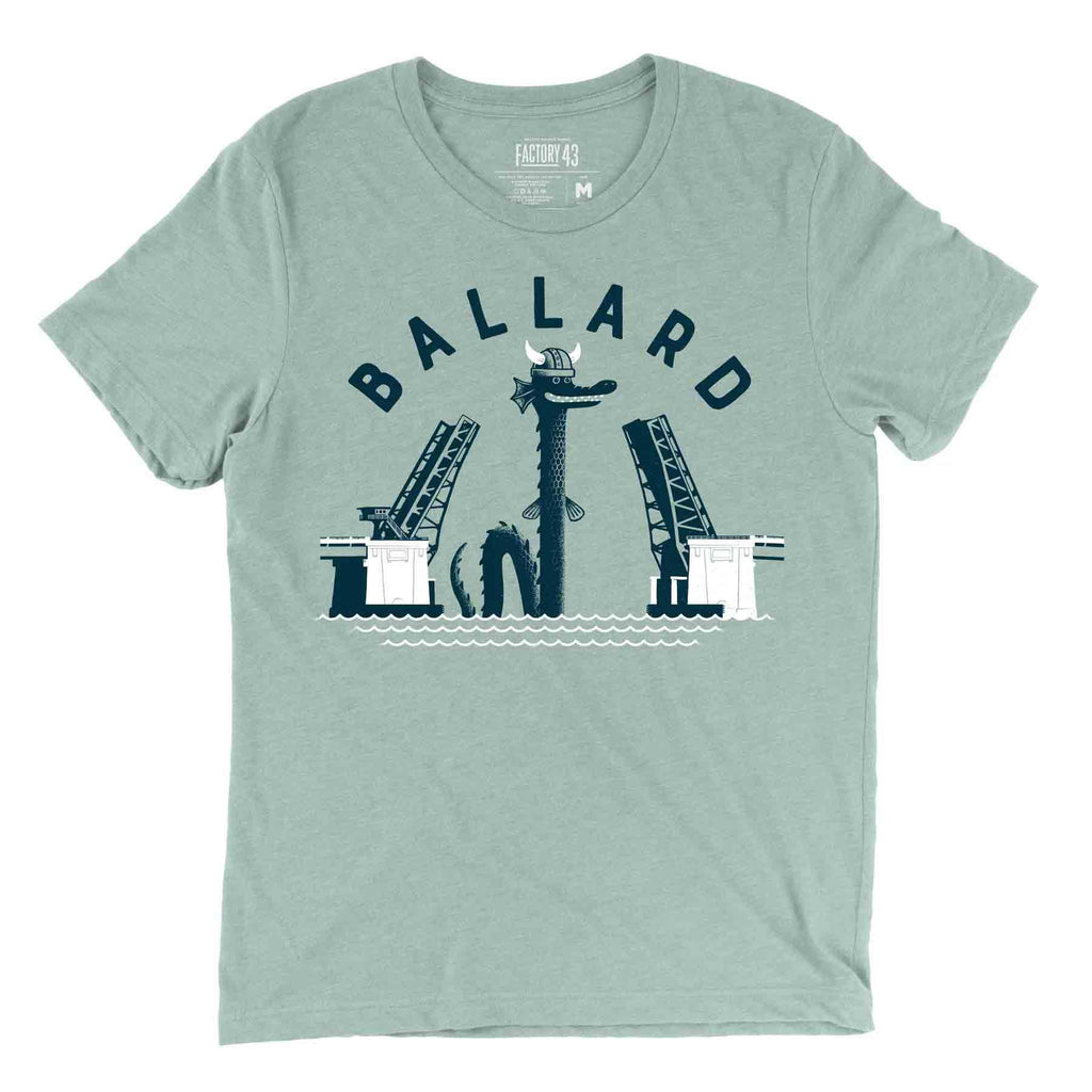 Adult Crew Neck - Ballard Bridge Heather Dusty Blue Tee (XS - 3XL) by Factory 43