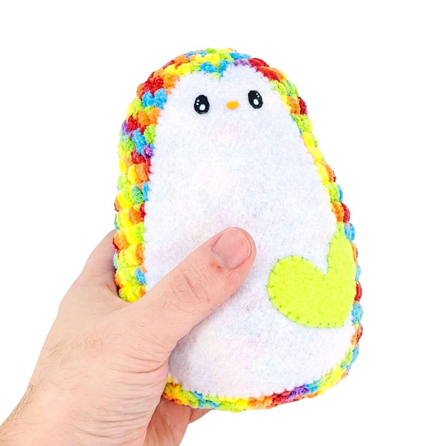 Plush Toy - Large Penguin (Rainbow with Green Heart) by Moyo Workshop, image 2 of 7